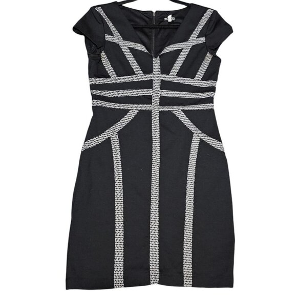Soho Apparel Black & Silver Cap Sleeve Bodycon Dress Size M - Picture 3 of 9